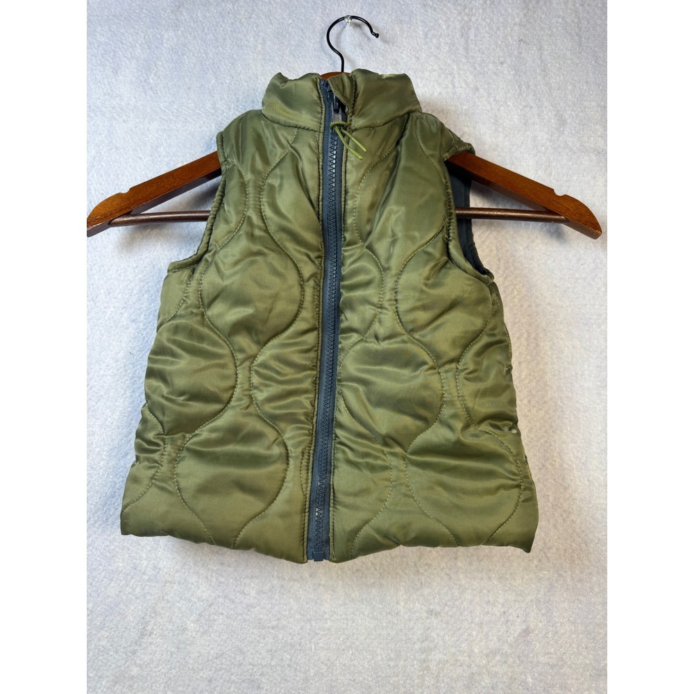 Tommy Bahama Kids Olive Green Quilted Puffer Vest Mock Neck Full Zip Size 4T